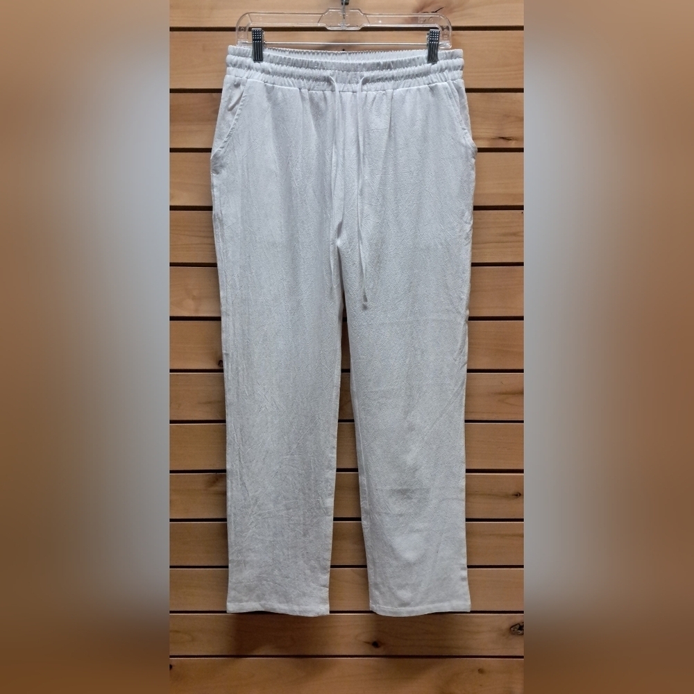 Linen/Cotton Blend Drawstring Lounge Pants Size M - Picture 3 of 5